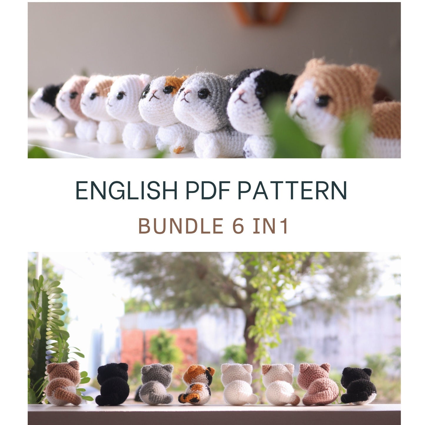 Crochet cat pattern bundle 6 in 1 | Amigurumi cat pattern | English PDF pattern