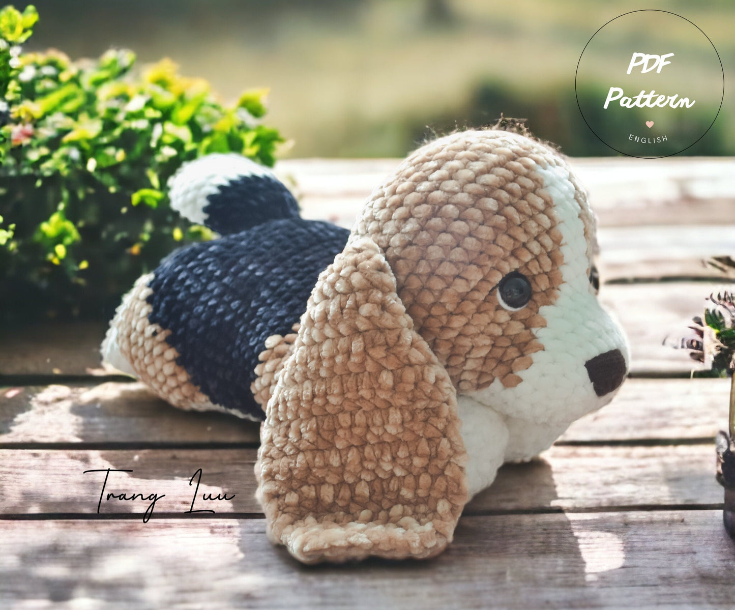 Crochet dog pattern : Little Bailey the Beagle | Amigurumi dog | English PDF pattern