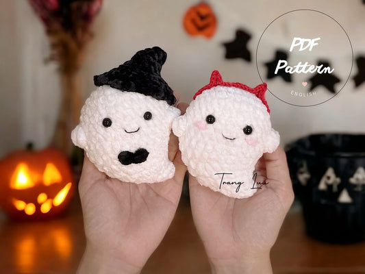 Crochet No Sew Ghost Halloween Pattern | Witch Hat and Headband Halloween Pattern | ENGLISH Pattern