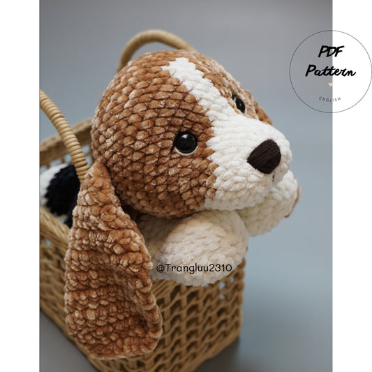 Crochet dog pattern : Little Bailey the Beagle | Amigurumi dog | English PDF pattern